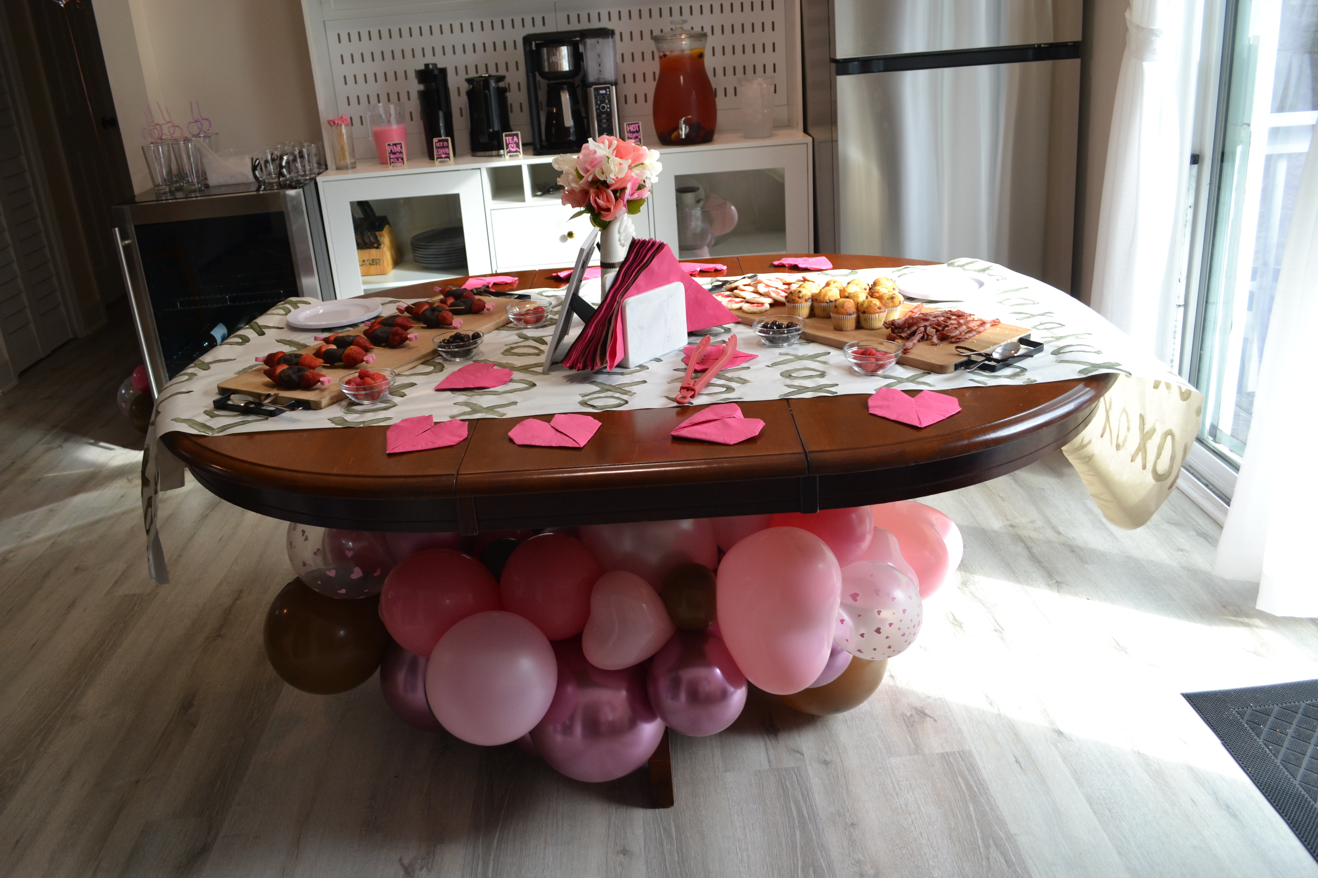 plate of food on valentine's day table for brunch