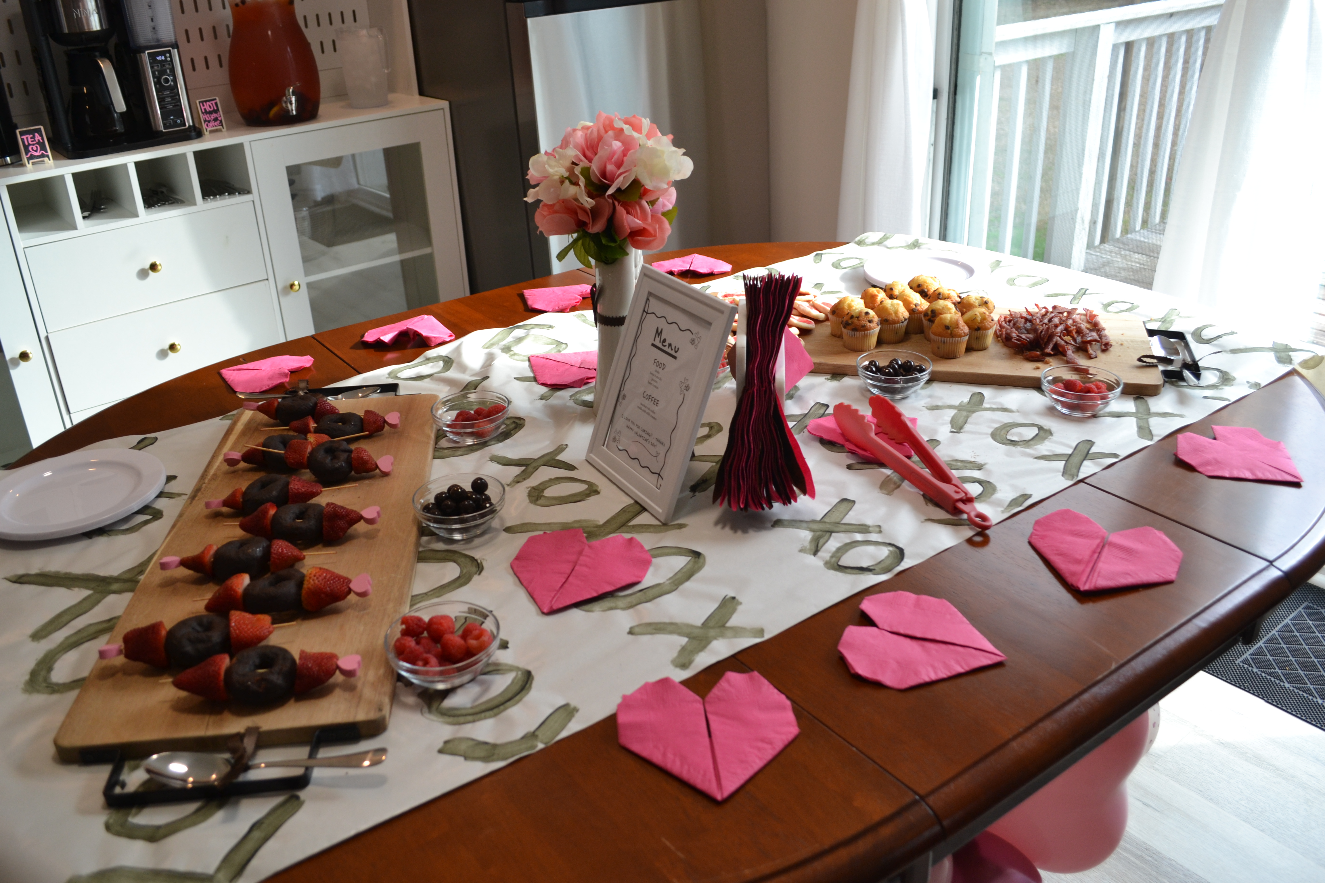 plate of food on valentine's day table for brunch